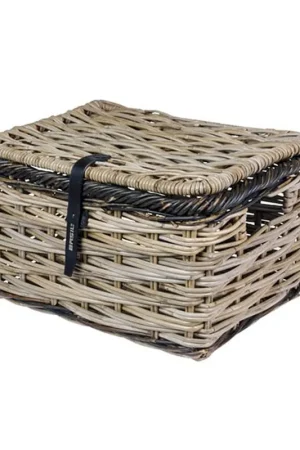 Lage Kosten Basil Mand Dijon Small rotan grijs/zwart met Deksel