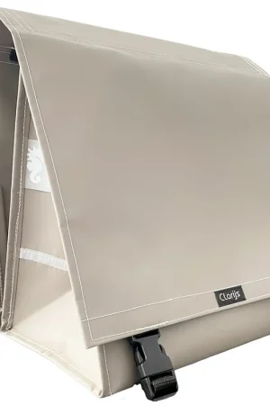 Clarijs Dubbele Fietstas XL PVC 46L met uitsparing matt taupe Direct Verzonden