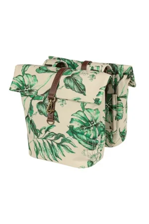 Shop Nu Basil fietstas dubbel Ever-Green sandshell Beige 28-32L