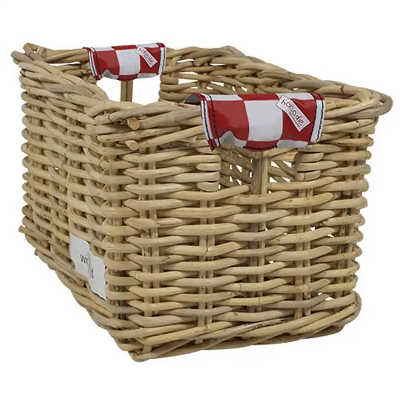 Wicked Rieten Fietsmand XL Red Checker grijs Hete Deal