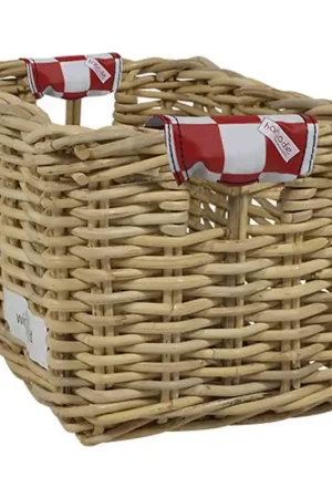 Wicked Rieten Fietsmand XL Red Checker naturel Nieuw