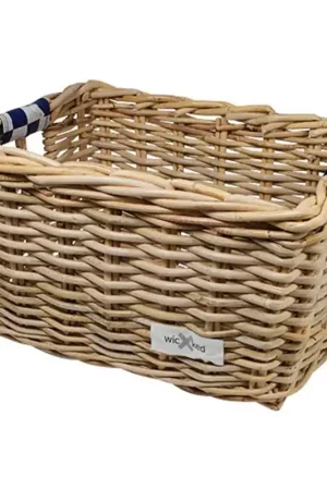 Betaalbaar Wicked Rieten Fietsmand L Navy Checker grijs