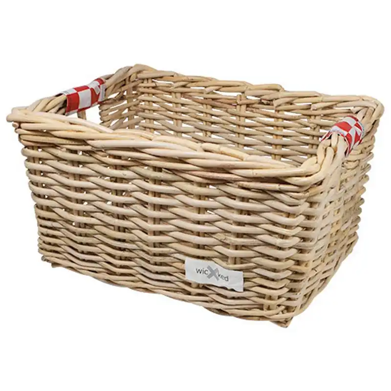 Direct Beschikbaar Wicked Rieten Fietsmand L Red Checker naturel