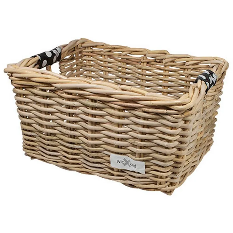 Nieuw Wicked Rieten Fietsmand L White Small Dots naturel