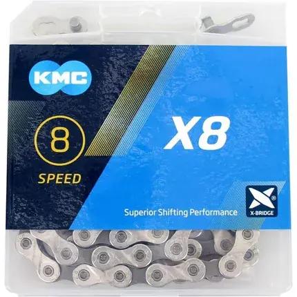 Gratis Retour KMC ketting X8 silver/grey 114s