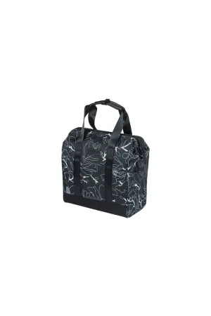 Alleen Vandaag Basil shoppertas Grand Flower MIK Hooks zwart 23L