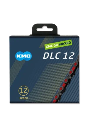 KMC ketting DLC12 black/red 126s waxed Koop Vandaag
