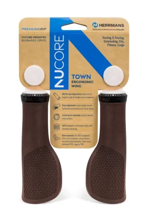 Gratis Retour Herrmans handvatten Nucore Grip town peak 130mm bruin