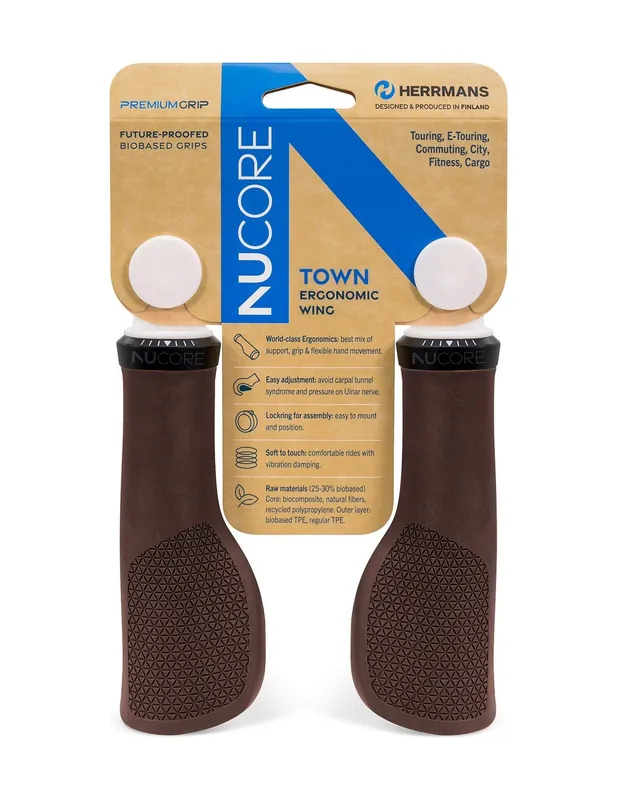 Gratis Retour Herrmans handvatten Nucore Grip town peak 130mm bruin