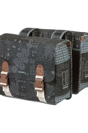 Rechtstreeks Van De Fabrikant Basil fietstas dubbel Boheme charcoal 35L