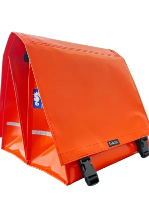 Nu Kopen Clarijs fietstas dubbel XL PVC 46L met uitsparing oranje