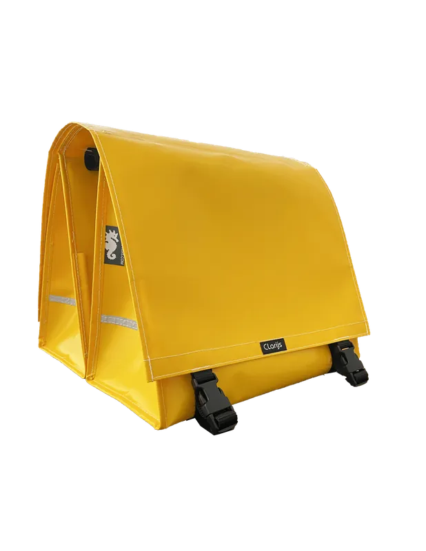 Clarijs fietstas dubbel XL PVC 46L met uitsparing geel Laatste Kans