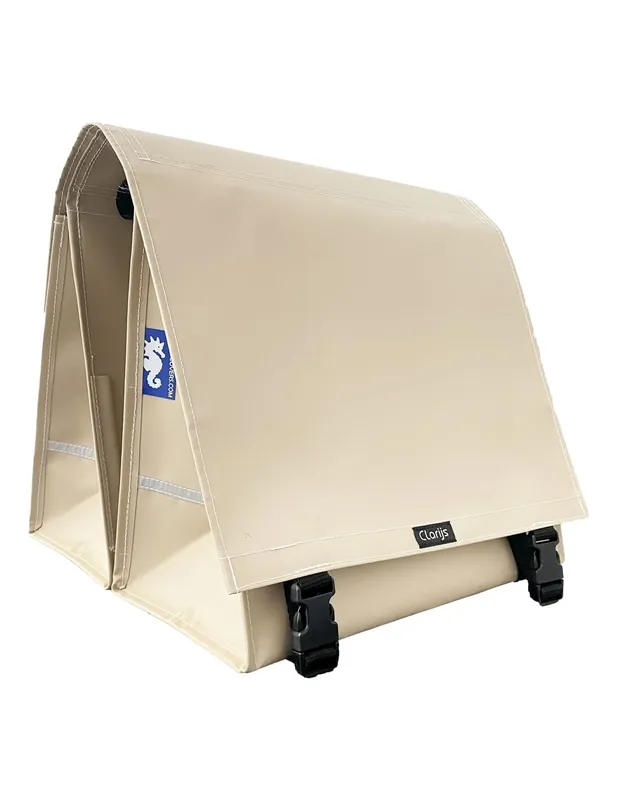Clarijs fietstas dubbel XL PVC 46L met uitsparing mat zand Koop Online