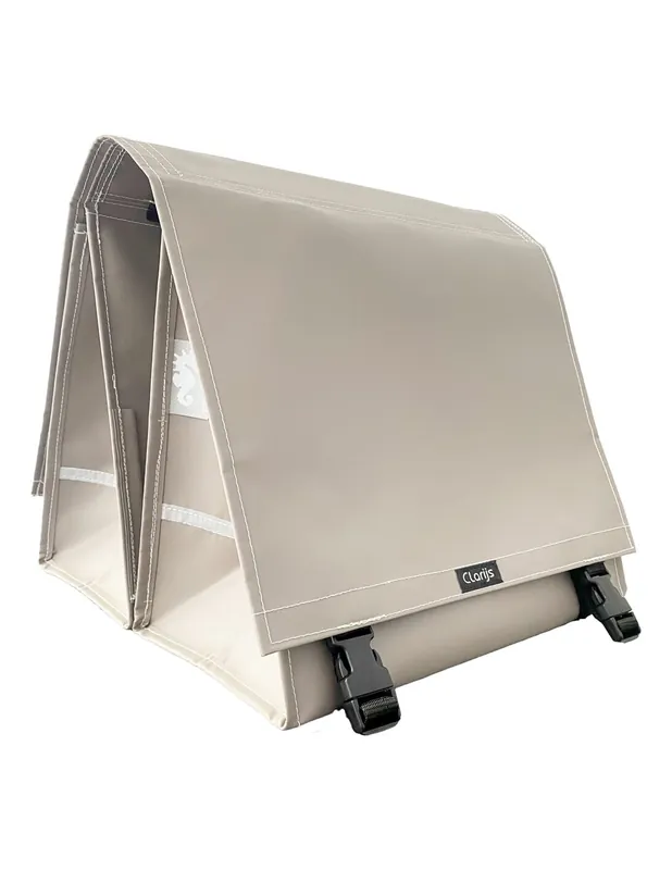 Clarijs fietstas dubbel XL PVC 46L met uitsparing mat taupe Nieuw