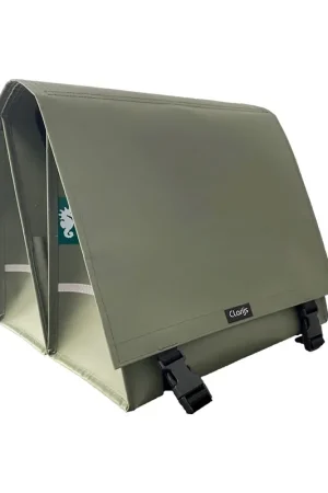 Clarijs fietstas dubbel XL PVC 46L met uitsparing mat olijf Weekendaanbieding