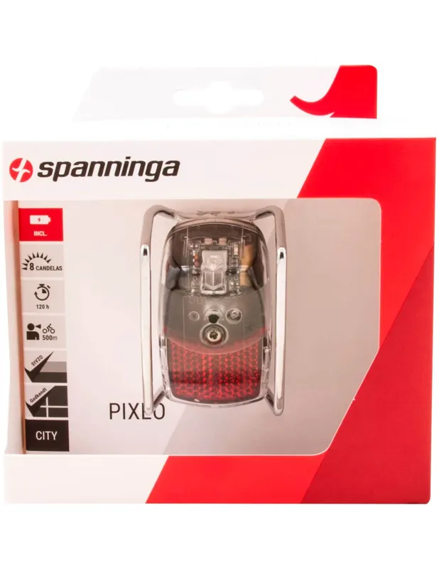 Spanninga achterlicht Pixeo Xb batterij spatbord chroom Gereduceerde Prijs