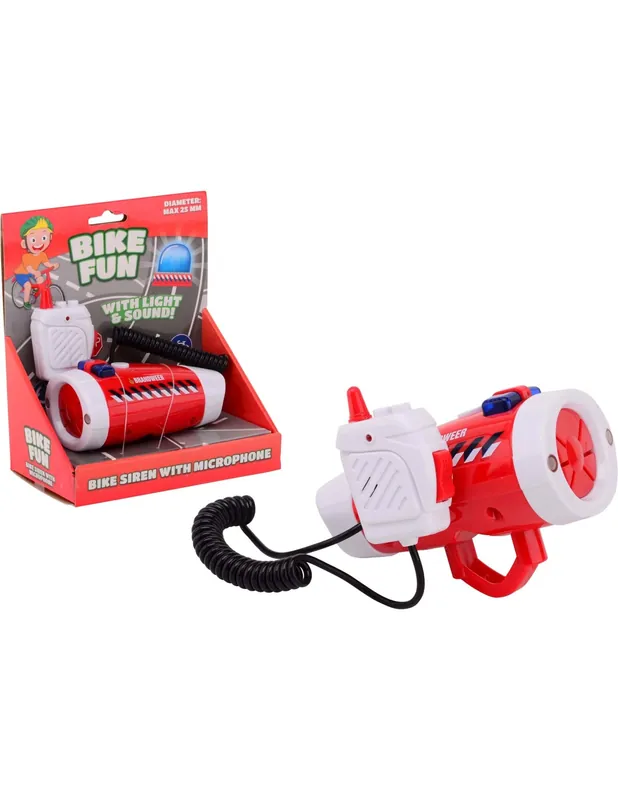Bike Fun Brandweer sirene met fietslamp en microfoon Korting
