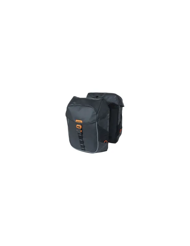 Basil fietstas dubbel Miles Tarpaulin zwart oranje 34L Korting