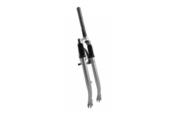 Koopje Geveerde voorvork 28" zilver 1", Lengte vorkbuis 250mm met draad