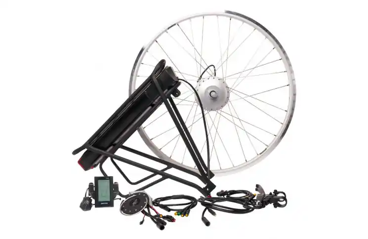 Bafang 250W voorwielmotor ombouwset LCD display met bagagedrager accu Gratis Retour