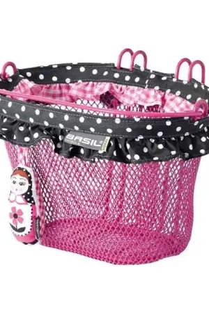 Seizoensaanbieding Kinderfietsmand roze met babouska