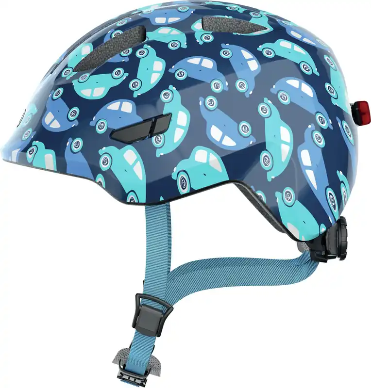 Abus Smiley 3.0 LED - Blue Car - Kinder Fietshelm Aanbieding