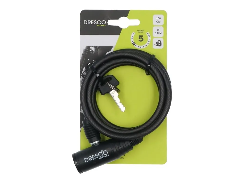 Direct Beschikbaar Dresco Kabelslot - 150 CM - 6 MM - Zwart