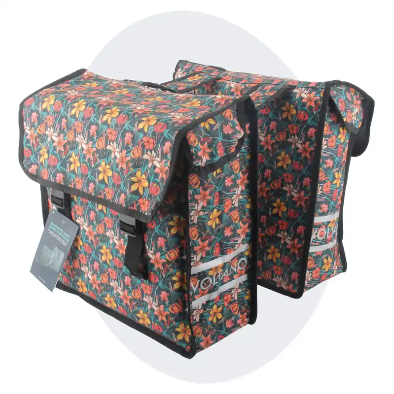 Finale Uitverkoop Voltano Dubbele Fietstas Floral Fiesta - 38 Liter - Waterdicht Polyester