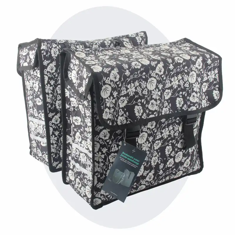 Voltano Dubbele Fietstas Midnight Blossom - 38 Liter - Waterdicht Polyester Koopje