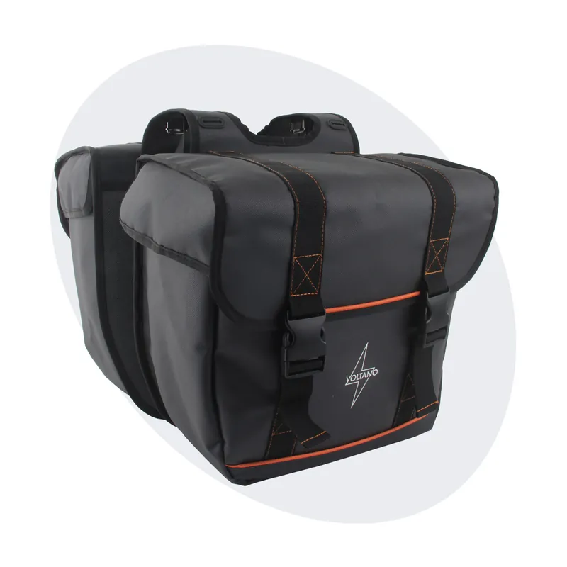 Korting Voltano Dubbele Fietstas Premium Afgeschuind - Zwart - 44 Liter