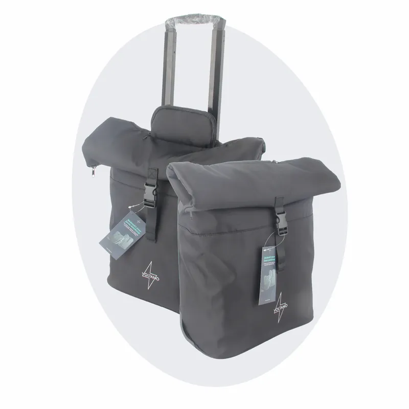 Koop Vandaag Voltano Fietstrolley Tas 2.0 - Fietstas en Trolley in 1 - Zwart - Laptopvak - 18-28 Liter