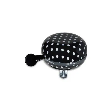 Finale Uitverkoop Ding dong fietsbel Basil polkadot zwart wit
