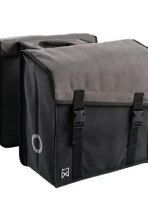 Willex fietstas 38 liter katoenen dubbel grijs zwart Veilige Betaling